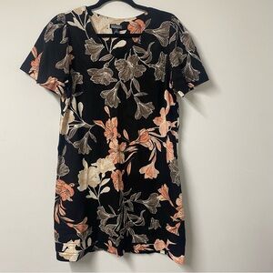 Original Nicole Miller Linen Blend Black Floral Dress